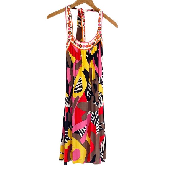 Flora Kung NWT $420 Spa Cover-up Vacay Halter Twin Print Silk Dress - Picture 2 of 3